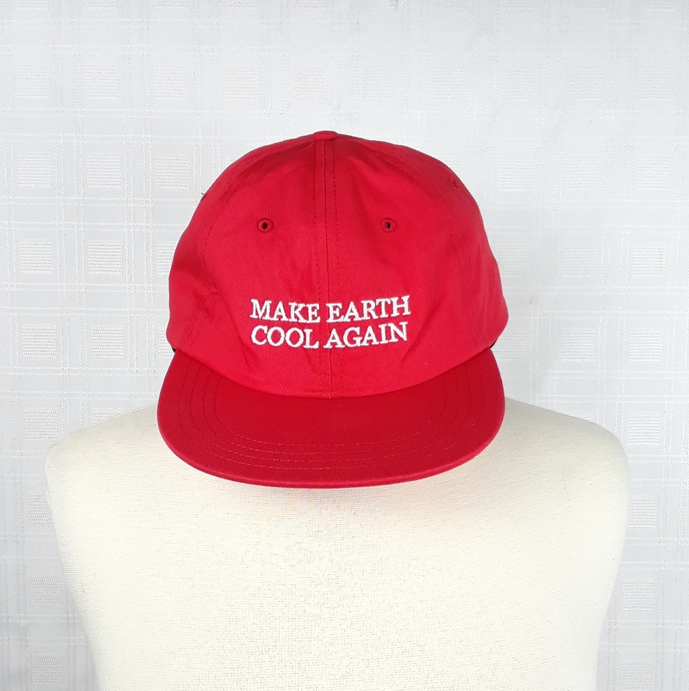 Hat Make Earth Cool Again Stonyfield Mens Womens Visor Cotton Hat Adjustable Red